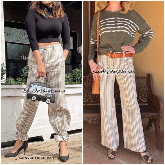 CAbi NWT sage multi- stripe convertible tie strap pants *shop@iamwarrior - Picture 5 of 15